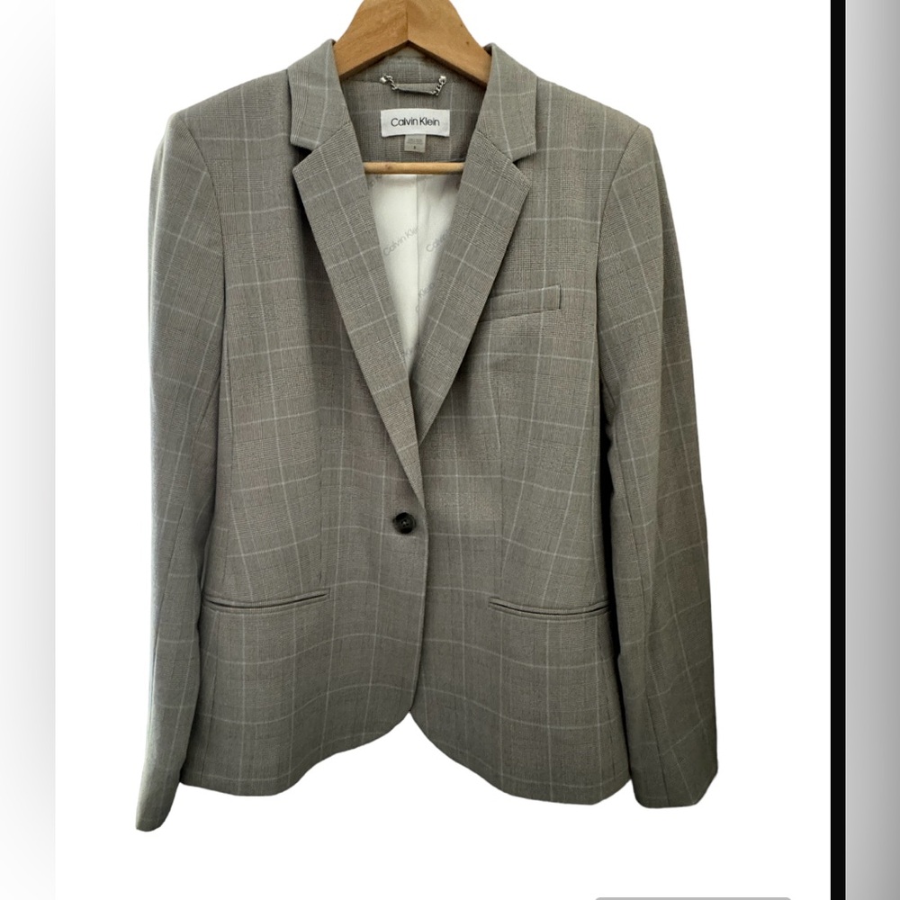 Calvin Klein Grey Plaid Blazer s8